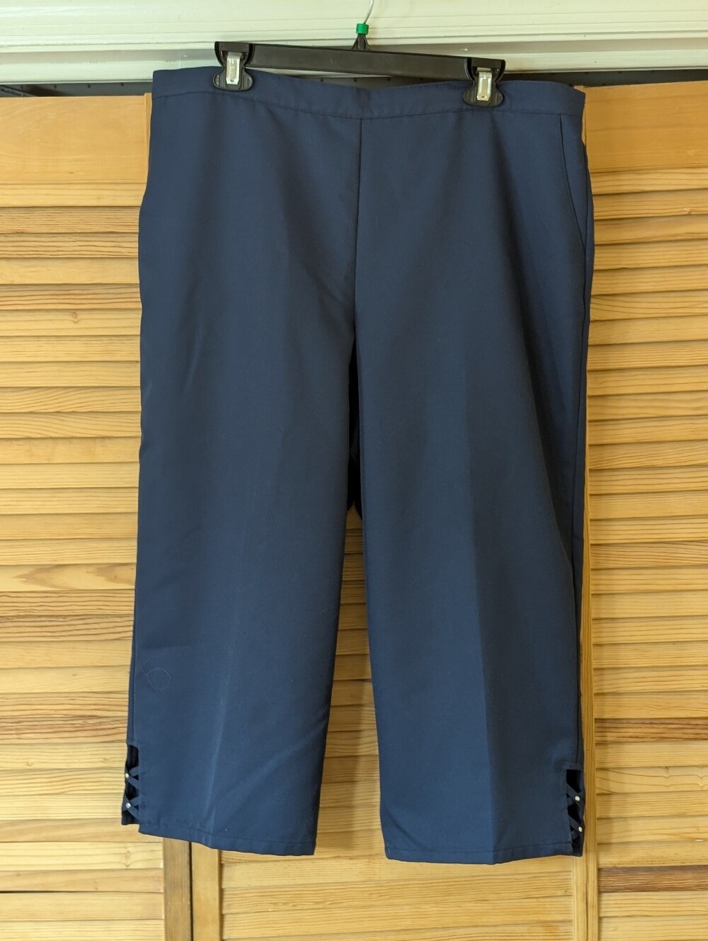 Alfred Dunner Navy Classic Fit Capri Pants with Side Button Detail 16